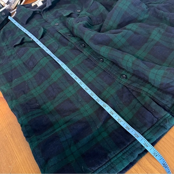 L.L. Bean Fleece Lined Flannel Shirt Jacket 250393 Men’s Large Blue Green Black - Picture 6 of 7